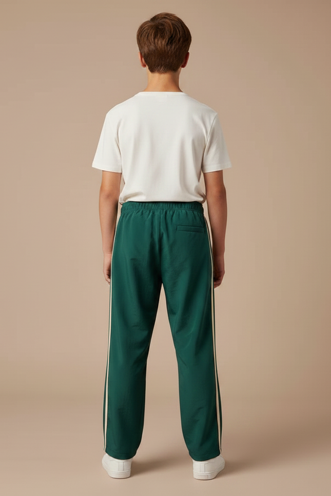 Pantalon Parachute Vert Ample Rayures Blanches Enfant Sportif - Polyester - vue 2