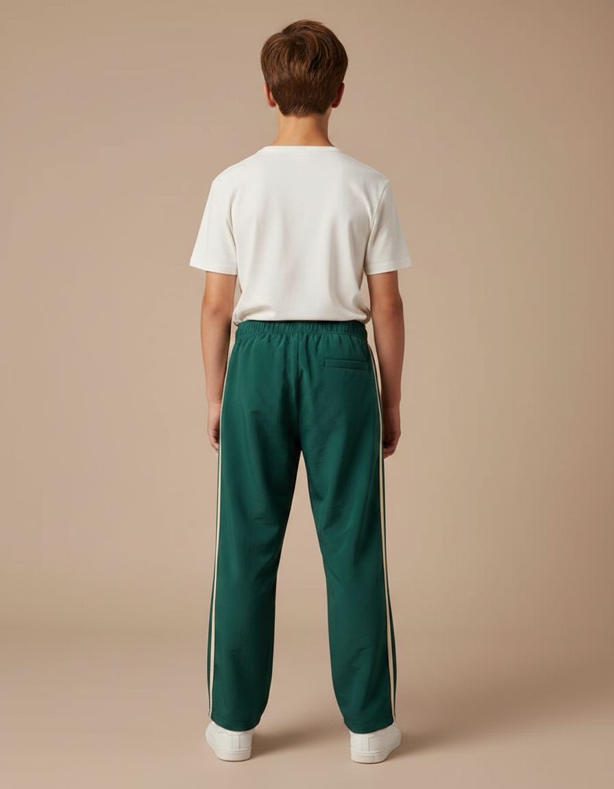 Pantalon Parachute Vert Ample Rayures Blanches Enfant Sportif - Polyester - vue 2
