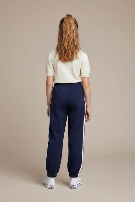 Pantalon Parachute Fille Bleu Marine Resserré Aux Chevilles - Molleton - vue 2