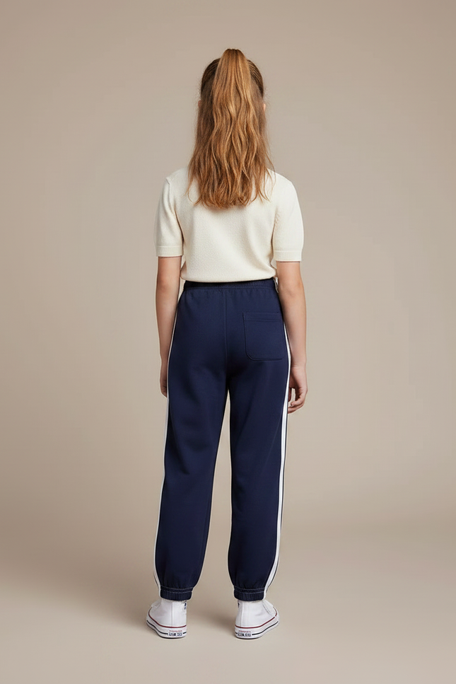 Pantalon Parachute Fille Bleu Marine Resserré Aux Chevilles - Molleton - vue 2