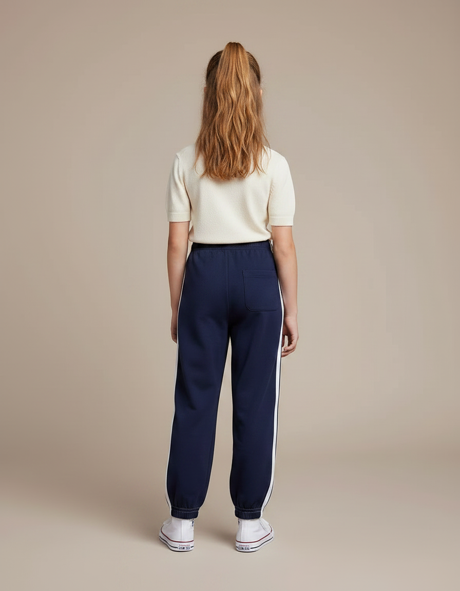 Pantalon Parachute Fille Bleu Marine Resserré Aux Chevilles - Molleton - vue 2