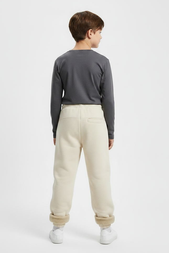Pantalon Parachute Beige Ample Polaire Enfant Doux - Molleton - vue 2