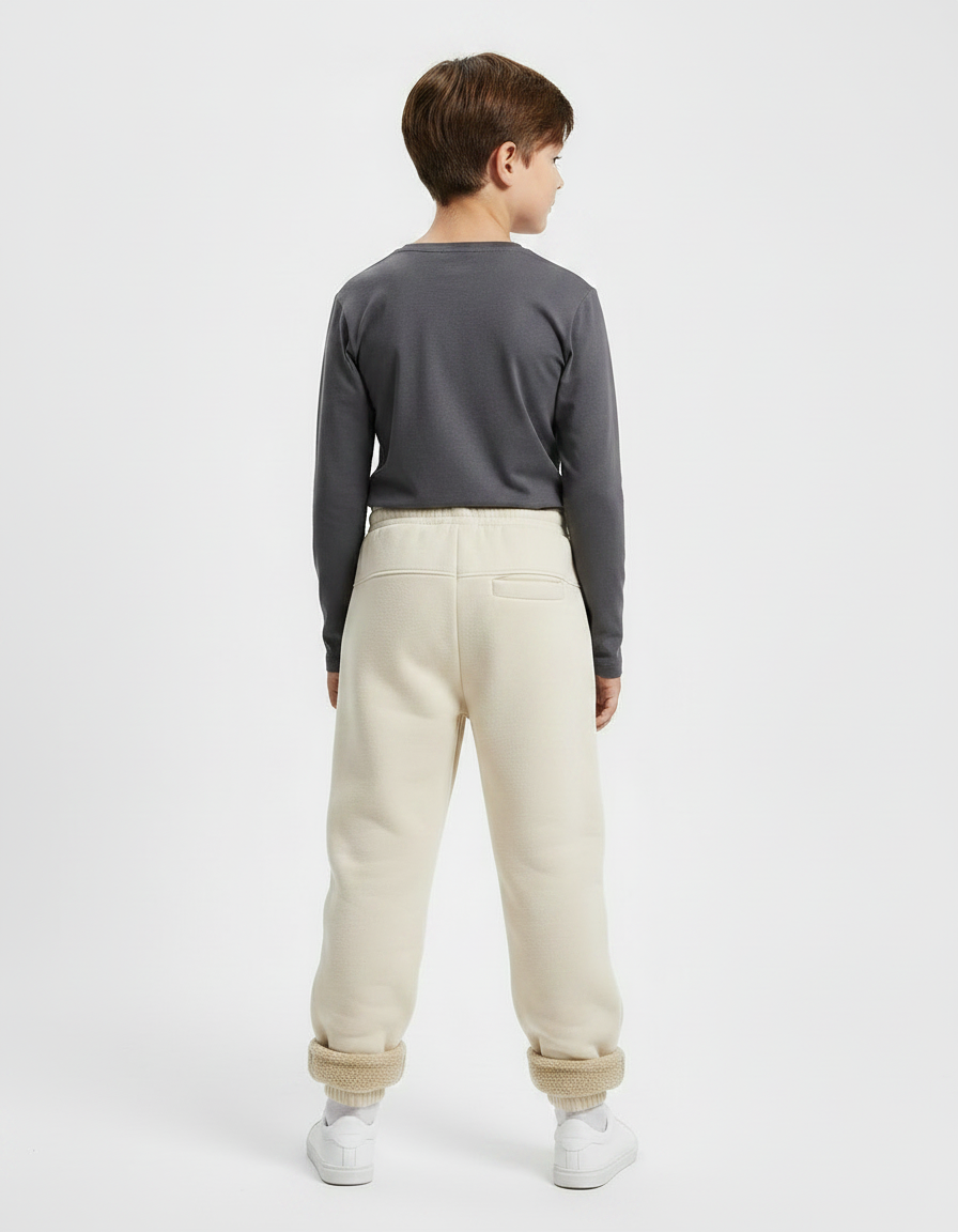 Pantalon Parachute Beige Ample Polaire Enfant Doux - Molleton - vue 2