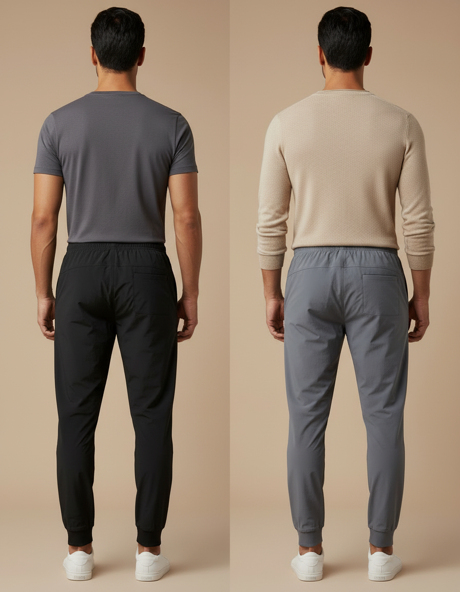 Pantalon Parachute Homme Jogger Nylon Cordon Décontracté - Noir Polyester - vue 2