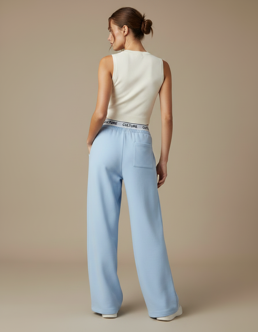 Pantalon Parachute Bleu Ciel Ample Confortable CULTURE - Molleton - vue 2