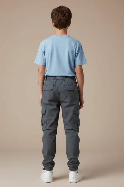 Pantalon Parachute Gris Cargo Cordon Décontracté Garçon - Polyester - vue 2