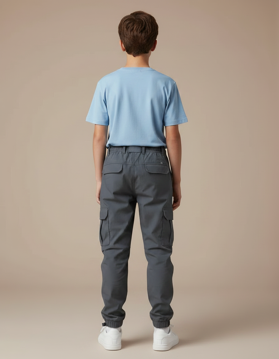 Pantalon Parachute Gris Cargo Cordon Décontracté Garçon - Polyester - vue 2