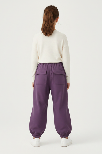 Pantalon Parachute Violet Ample Cordon Décontracté Fille - Polyester - vue 2