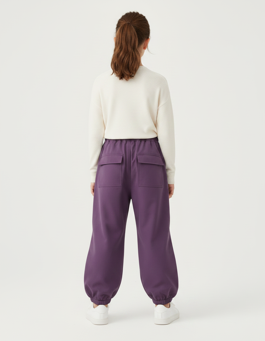 Pantalon Parachute Violet Ample Cordon Décontracté Fille - Polyester - vue 2