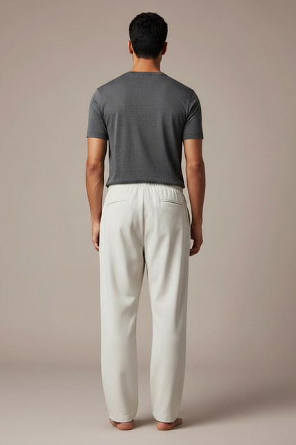 Pantalon Parachute Crème Ample Décontracté Homme Cordon - Beige Polyester - vue 2