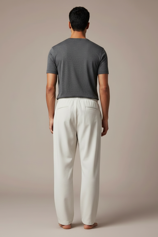 Pantalon Parachute Crème Ample Décontracté Homme Cordon - Beige Polyester - vue 2
