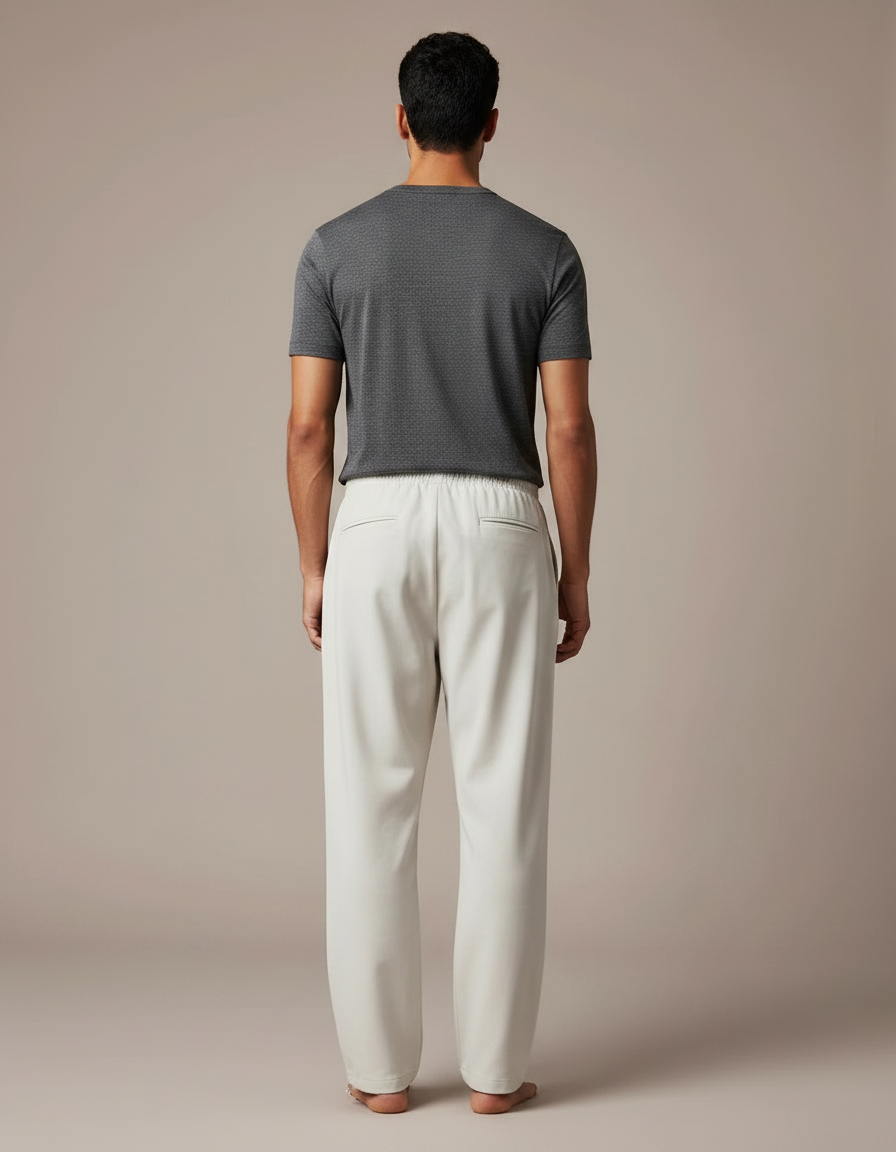 Pantalon Parachute Crème Ample Décontracté Homme Cordon - Beige Polyester - vue 2