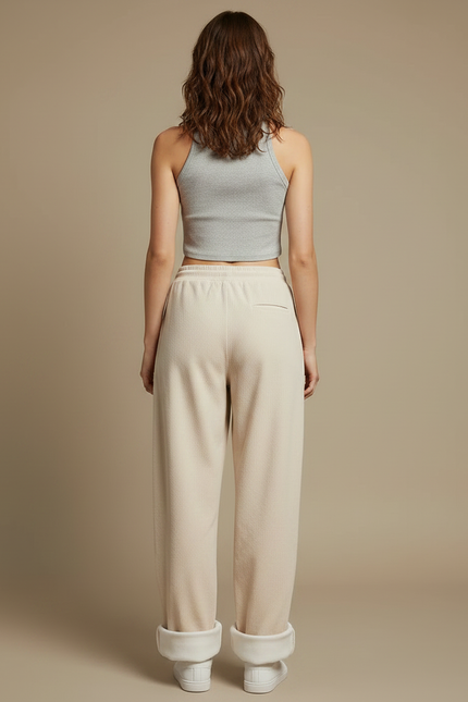 Pantalon Parachute Femme Beige Baggy - Cordé - vue 2