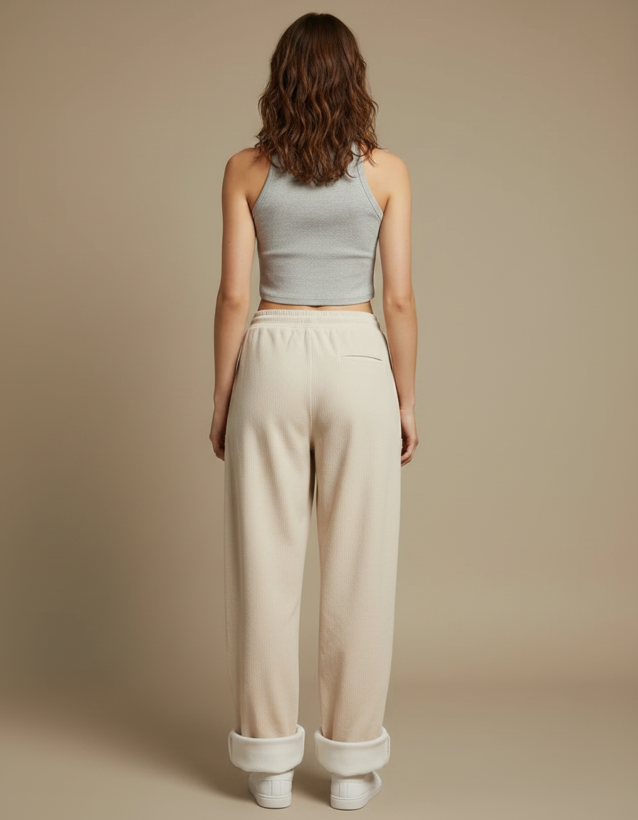 Pantalon Parachute Femme Beige Baggy - Cordé - vue 2