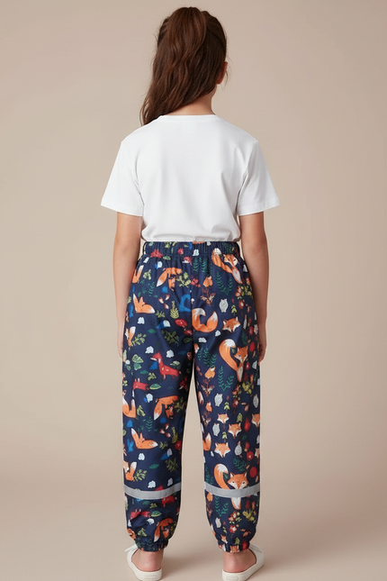 Pantalon Parachute Imprimé Renards Bleu Marine Enfant - Polyester - vue 2
