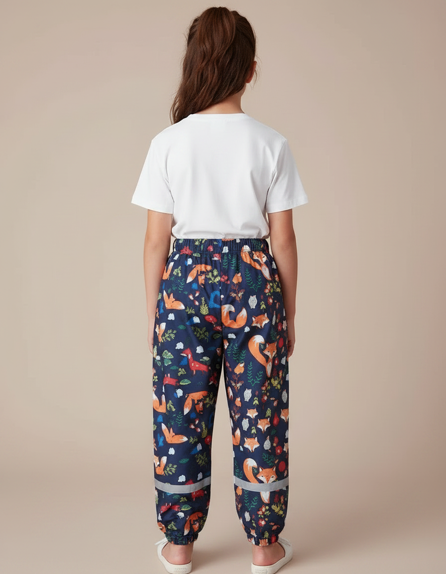 Pantalon Parachute Imprimé Renards Bleu Marine Enfant - Polyester - vue 2