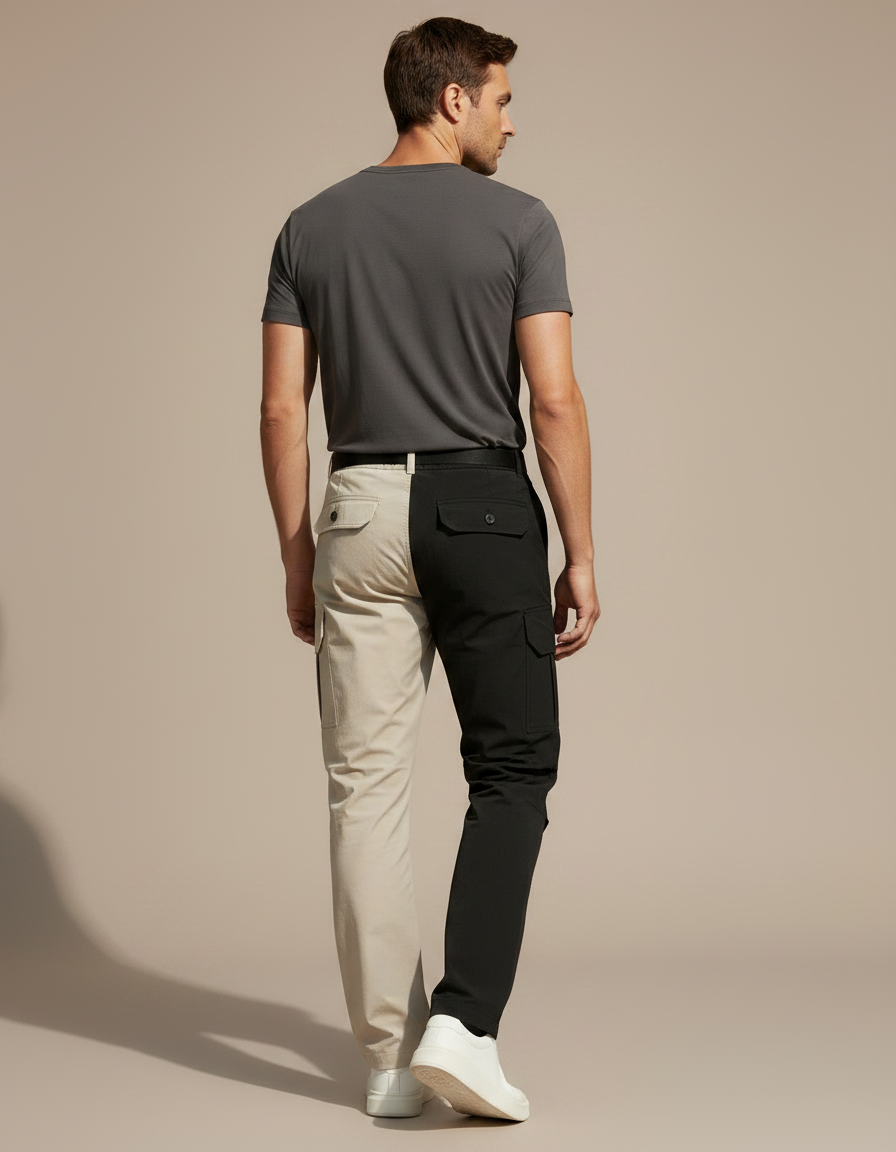 Pantalon Parachute Bicolore Cargo Léger Homme - Multicolore Polyester - vue 2