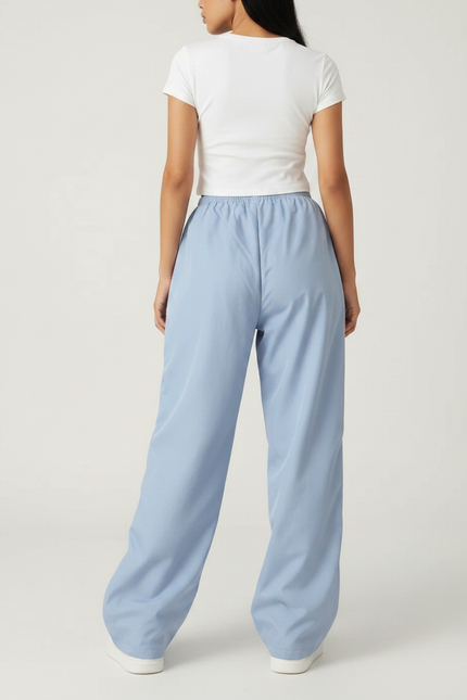 Pantalon Parachute Bleu Clair Ample Décontracté Sportif - Polyester - vue 2