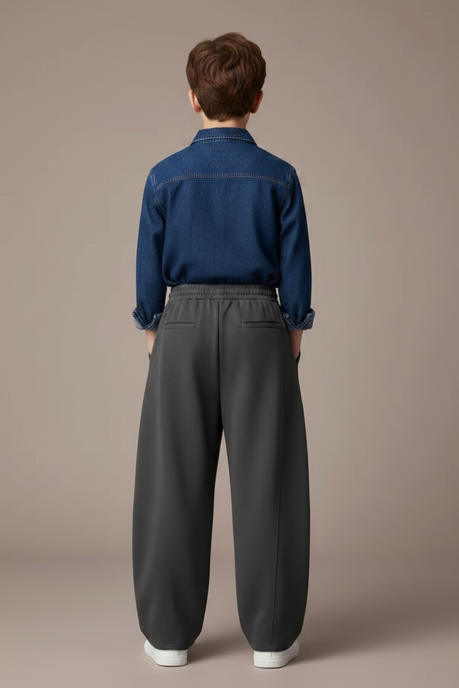 Pantalon Parachute Garçon Gris Baggy - Polyester - vue 2