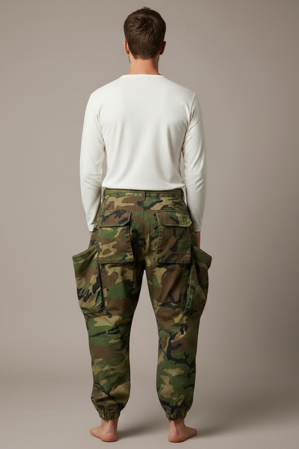 Pantalon Parachute Camouflage Ample Cargo Homme Streetwear - Imprimé Toile - vue 2