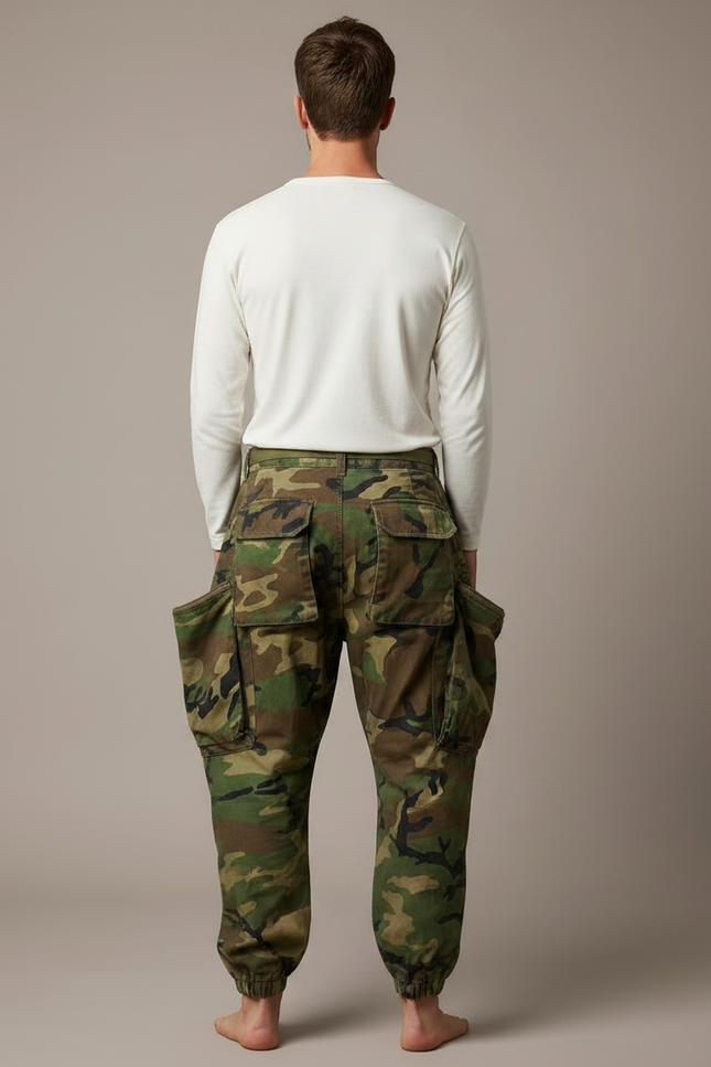 Pantalon Parachute Camouflage Ample Cargo Homme Streetwear - Imprimé Toile - vue 2