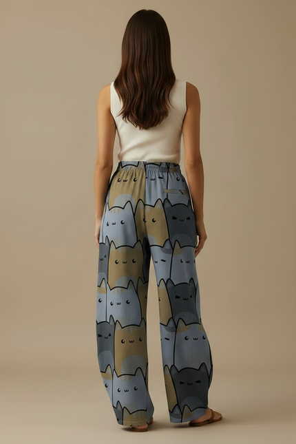 Pantalon Parachute Imprimé Chats Ample Décontracté Poches - Viscose - vue 2