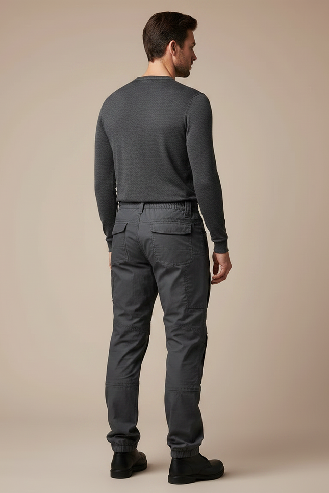 Pantalon Parachute Tactique Gris Cargo Multi-Poches Homme - Polyester - vue 2