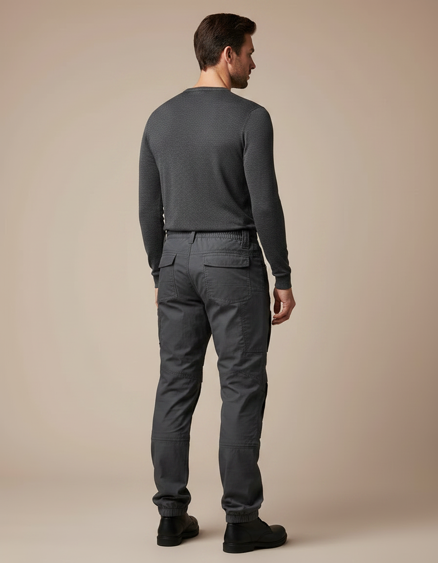 Pantalon Parachute Tactique Gris Cargo Multi-Poches Homme - Polyester - vue 2