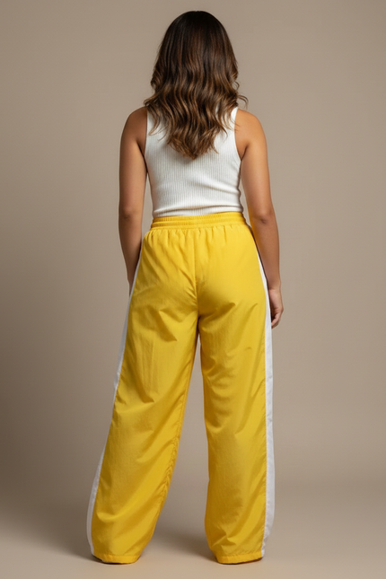 Pantalon Parachute Jaune Ample Sporty Femme - Polyester - vue 2