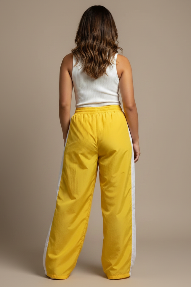 Pantalon Parachute Jaune Ample Sporty Femme - Polyester - vue 2