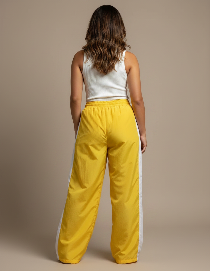 Pantalon Parachute Jaune Ample Sporty Femme - Polyester - vue 2