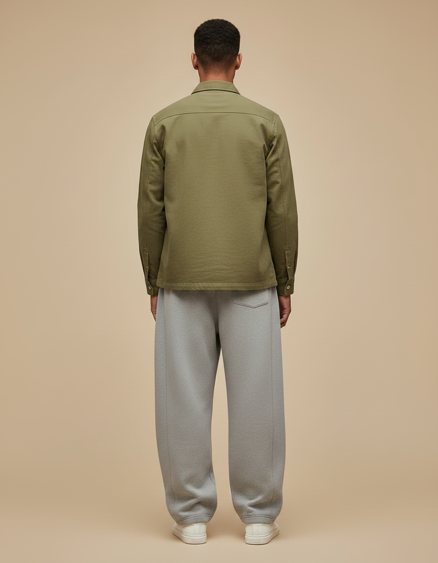 Pantalon Parachute Gris Cordon Large Décontracté Homme - Molleton - vue 2