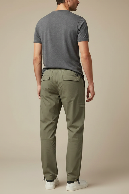 Pantalon Parachute Vert Ample Cargo Homme Léger - Kaki Polyester - vue 2