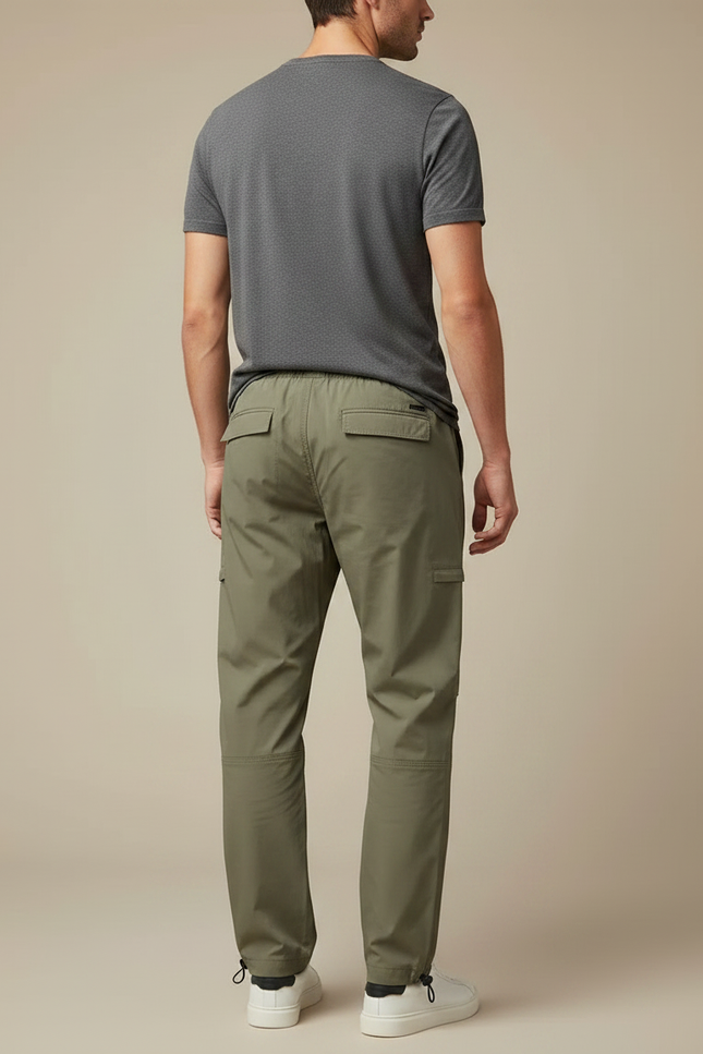 Pantalon Parachute Vert Ample Cargo Homme Léger - Kaki Polyester - vue 2