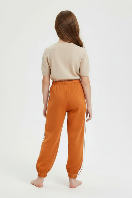 Pantalon Parachute Orange Ample Rayures Blanches Sport - Molleton - vue 2