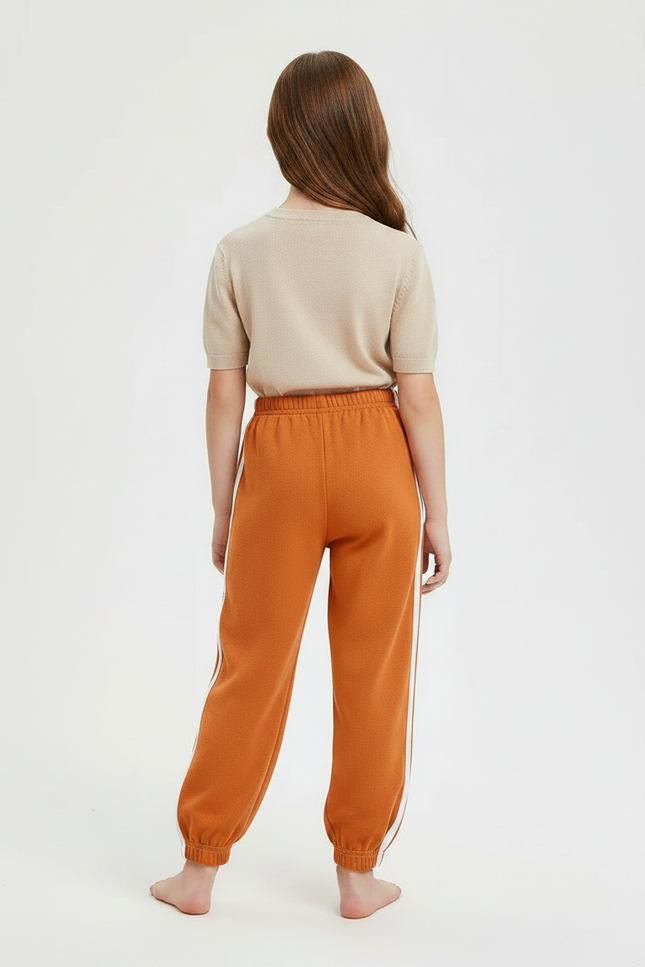 Pantalon Parachute Orange Ample Rayures Blanches Sport - Molleton - vue 2