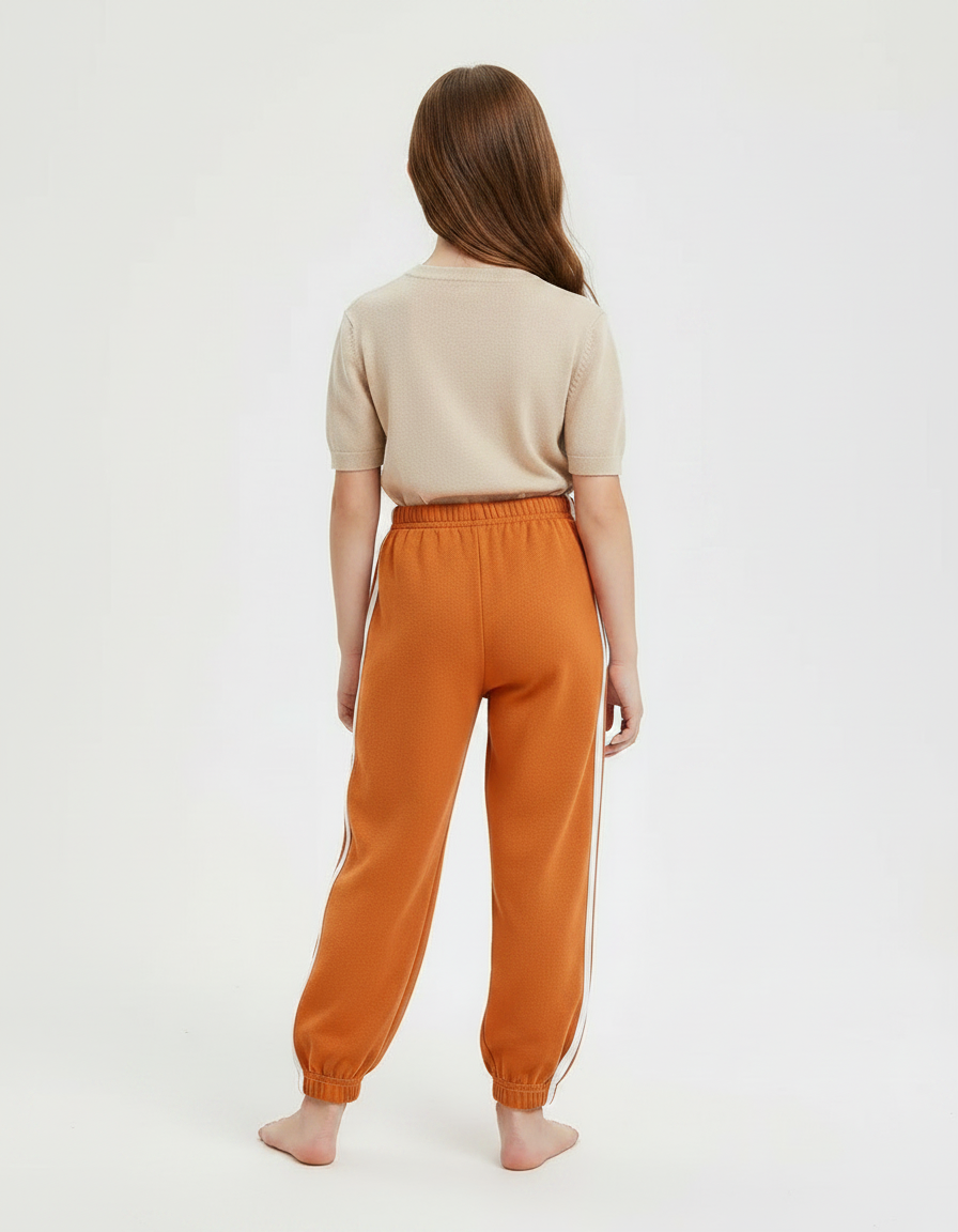 Pantalon Parachute Orange Ample Rayures Blanches Sport - Molleton - vue 2