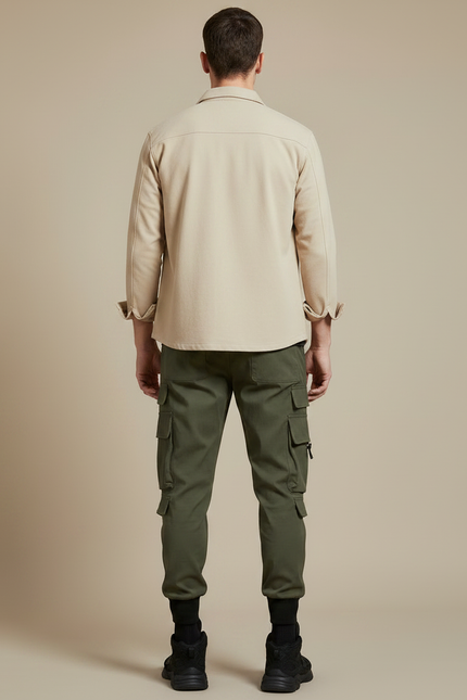 Pantalon Parachute Kaki Cargo Imprimé Cordon Jogger - Toile - vue 2