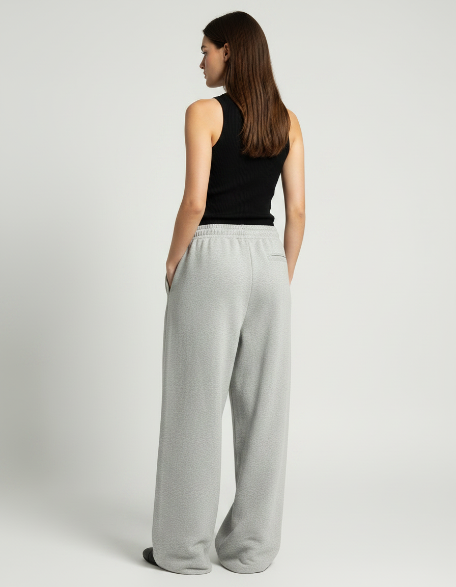 Pantalon Parachute Gris Ample Drapeau Américain Molleton - vue 2