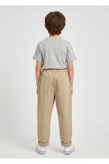 Pantalon Parachute Kaki Cargo Ample Enfant Coton - vue 2