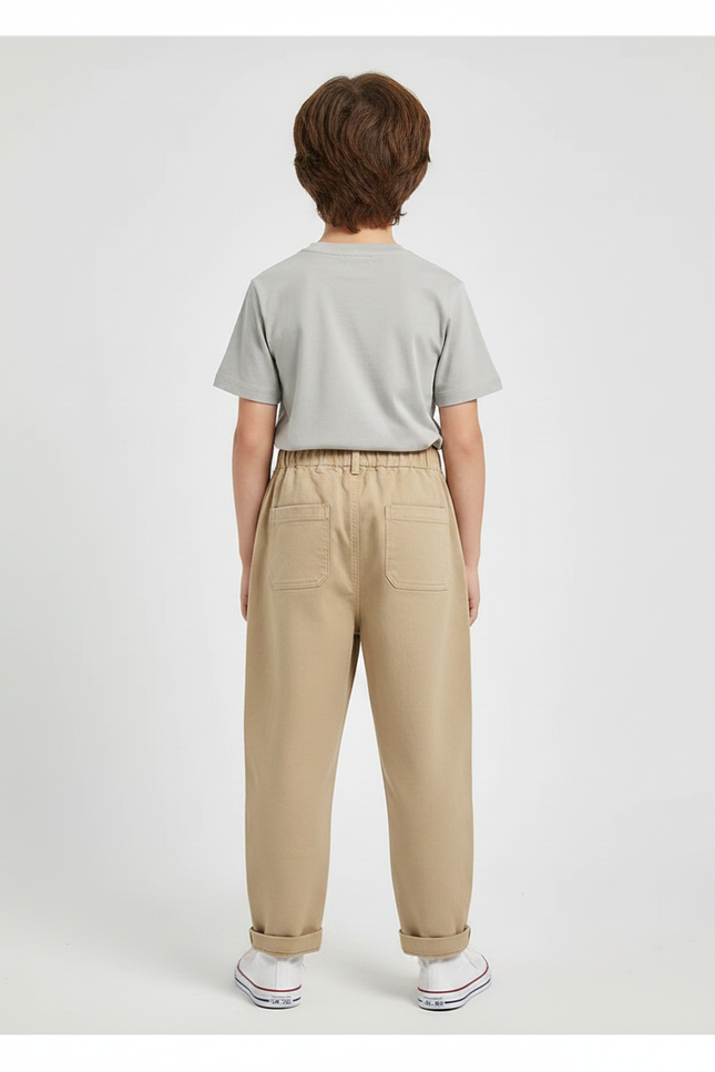 Pantalon Parachute Kaki Cargo Ample Enfant Coton - vue 2