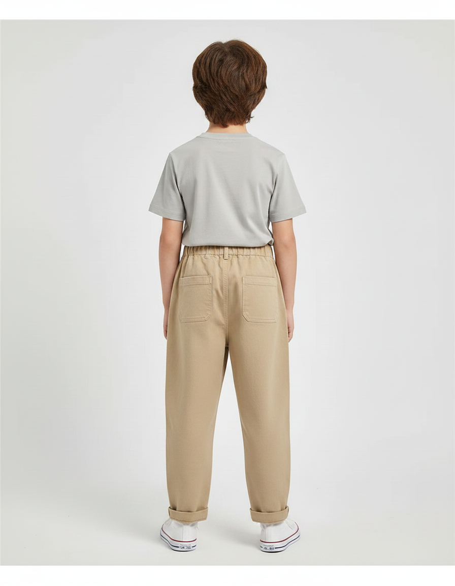 Pantalon Parachute Kaki Cargo Ample Enfant Coton - vue 2