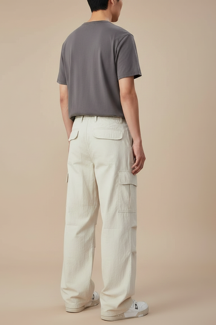 Pantalon Parachute Blanc Homme - Beige Polyester - vue 2