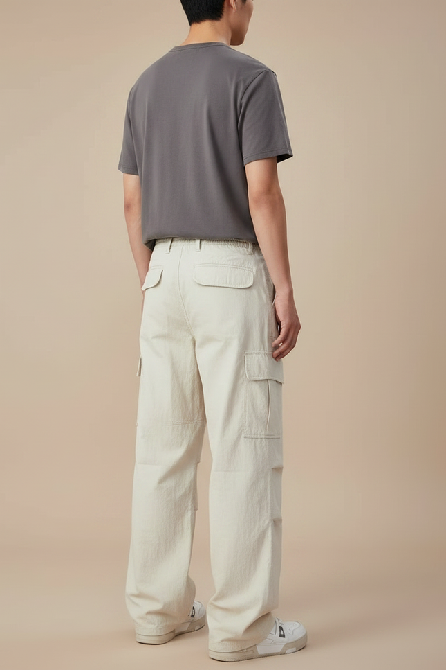 Pantalon Parachute Blanc Homme - Beige Polyester - vue 2