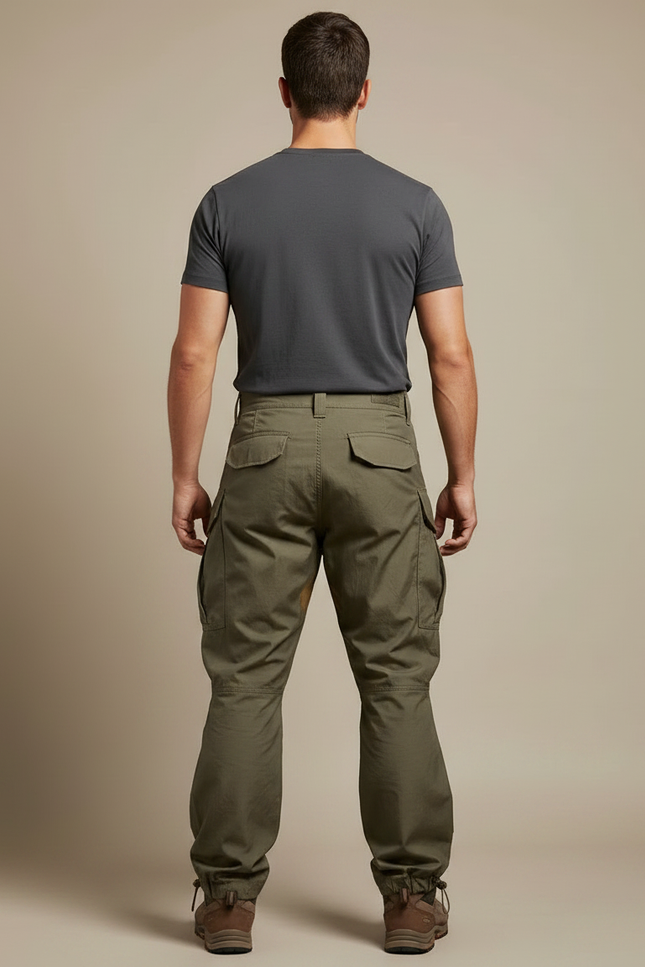 Pantalon Parachute Vert Militaire Cargo Renforcé Homme - Kaki Toile - vue 2