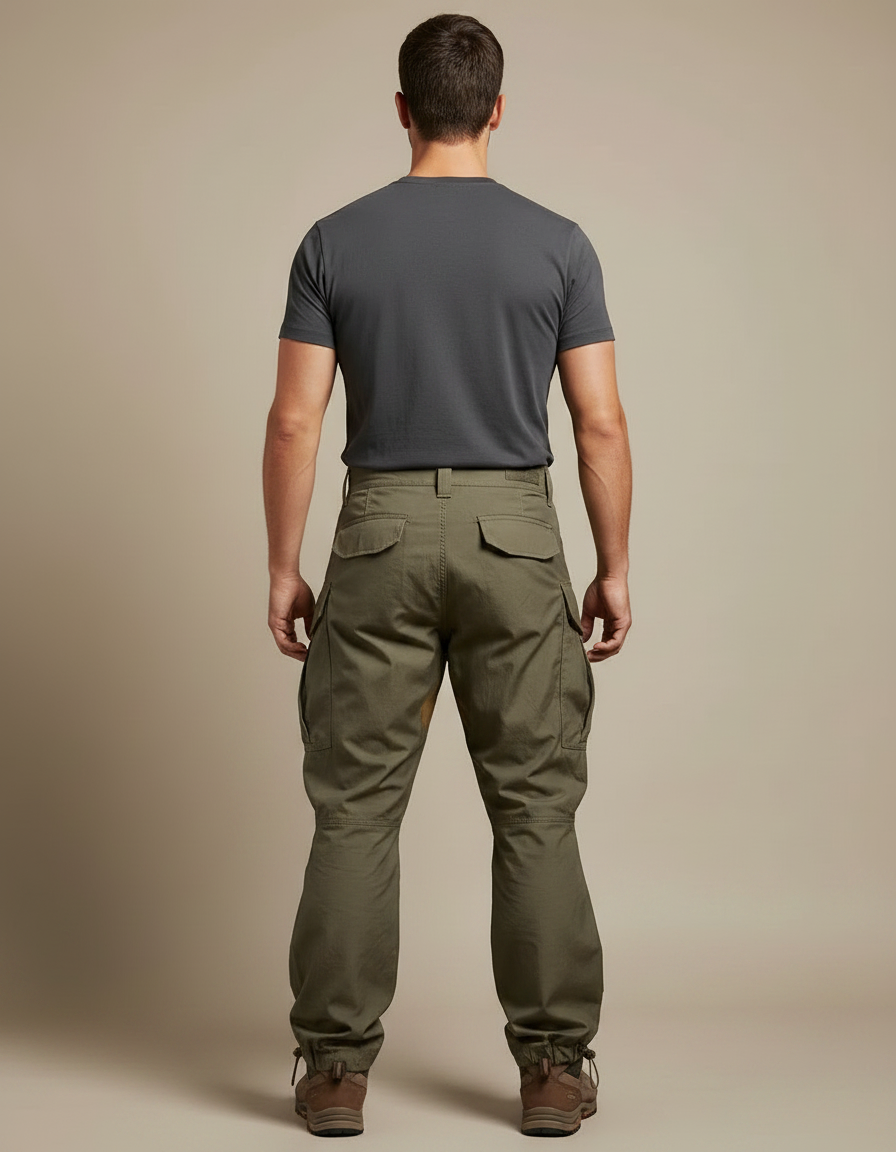 Pantalon Parachute Vert Militaire Cargo Renforcé Homme - Kaki Toile - vue 2