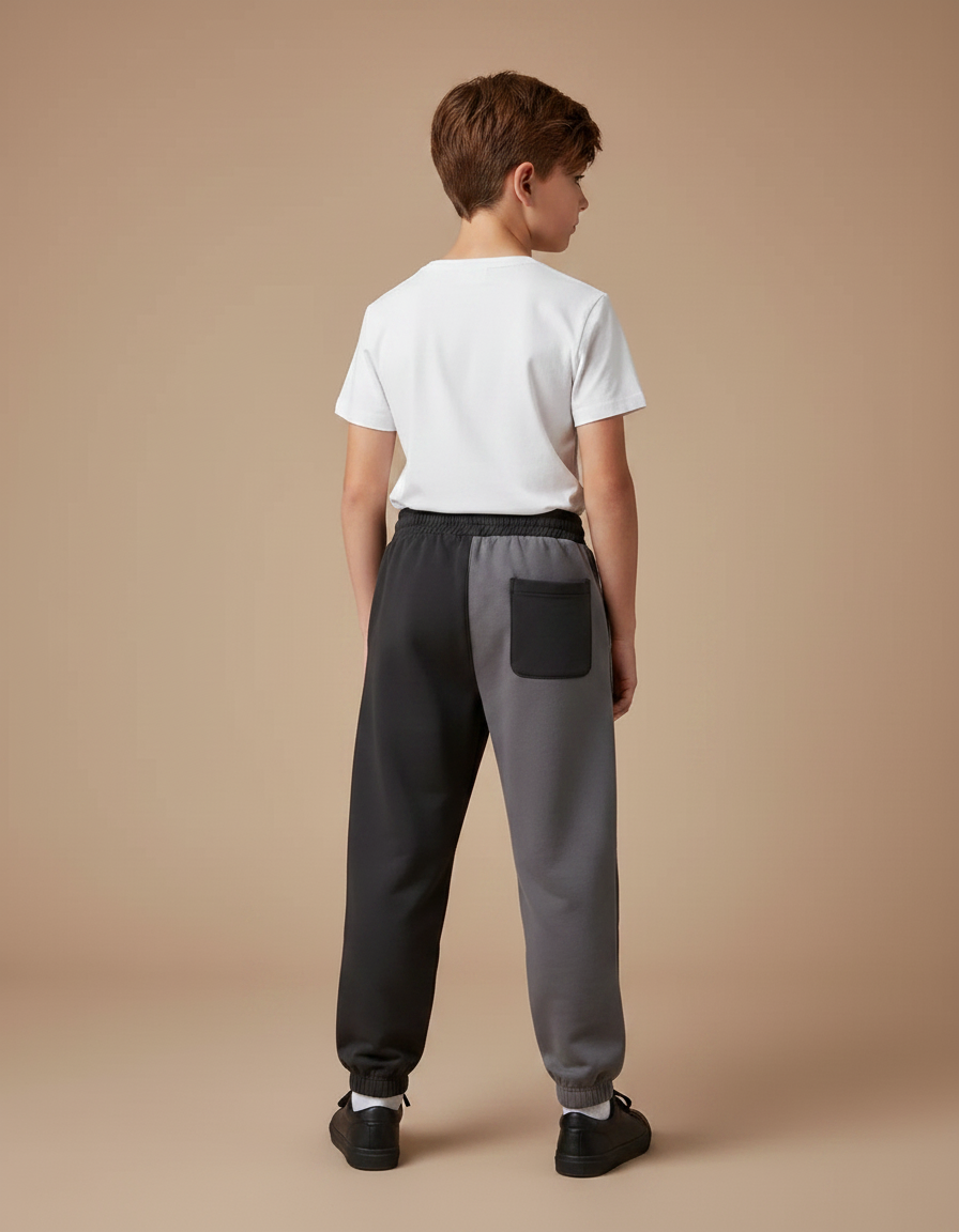 Pantalon Parachute Bicolore Molleton Ample Enfant Sport - Multicolore - vue 2