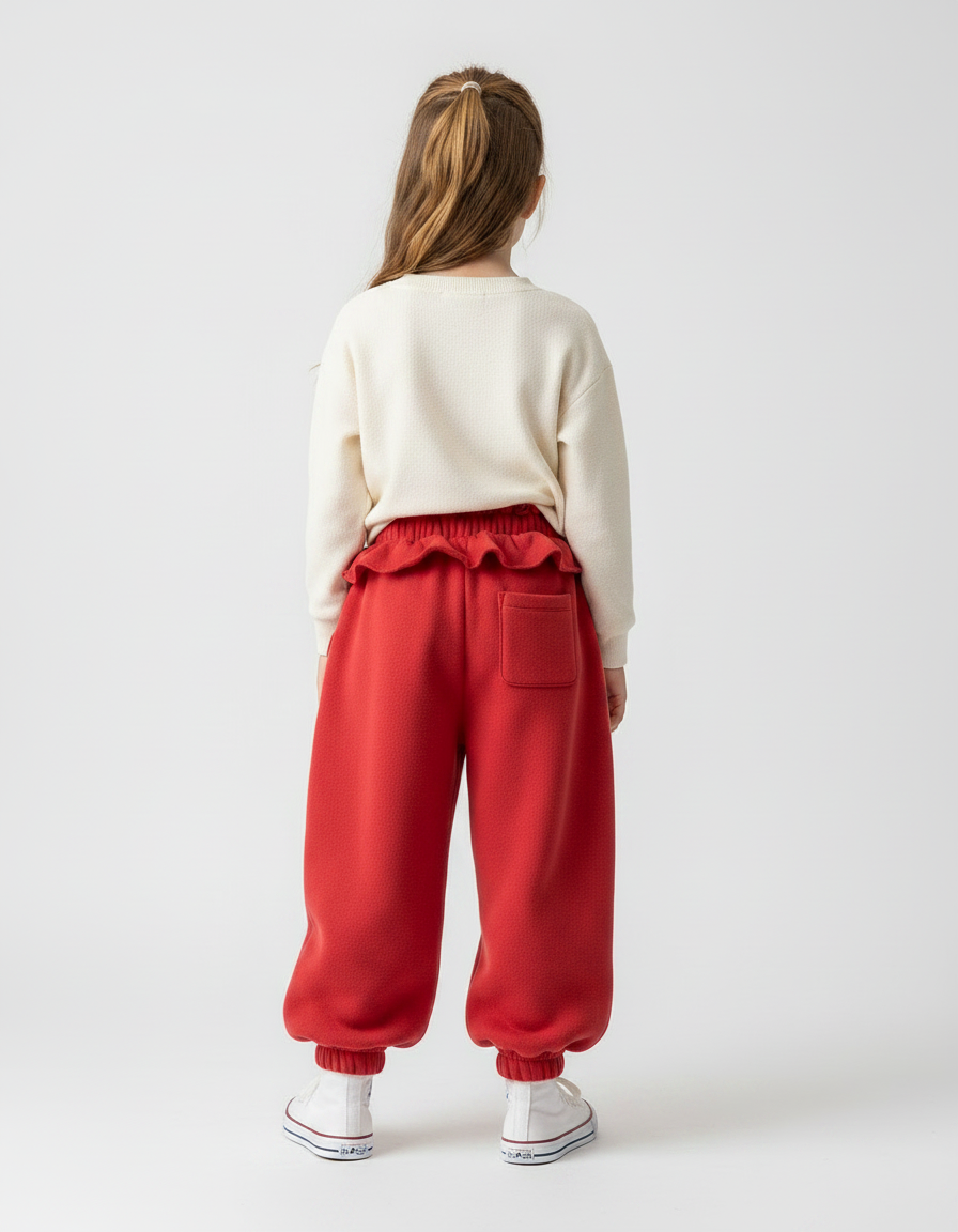 Pantalon Parachute Rouge Molletonné Ample Enfant - vue 2