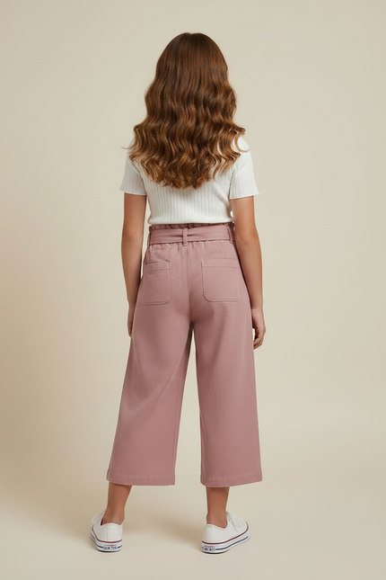 Pantalon Parachute Rose Coton Ample Ceinture Fille - vue 2