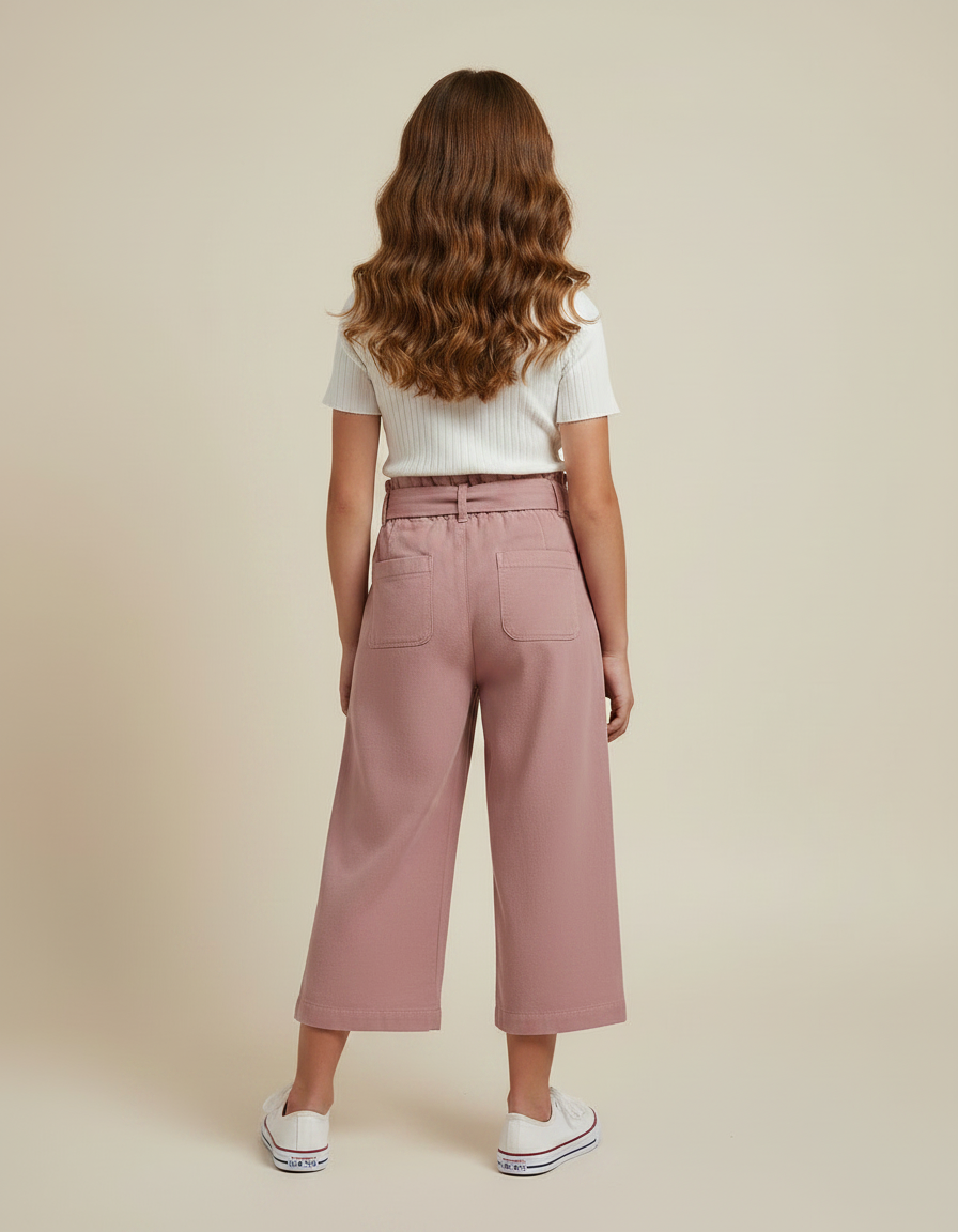 Pantalon Parachute Rose Coton Ample Ceinture Fille - vue 2